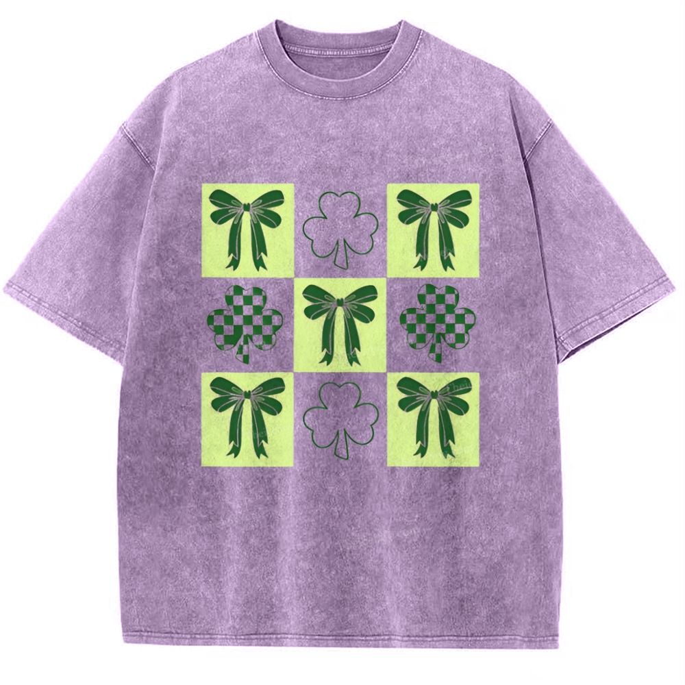 Shamrock Bow Snowflake Vintage Washed T-Shirt