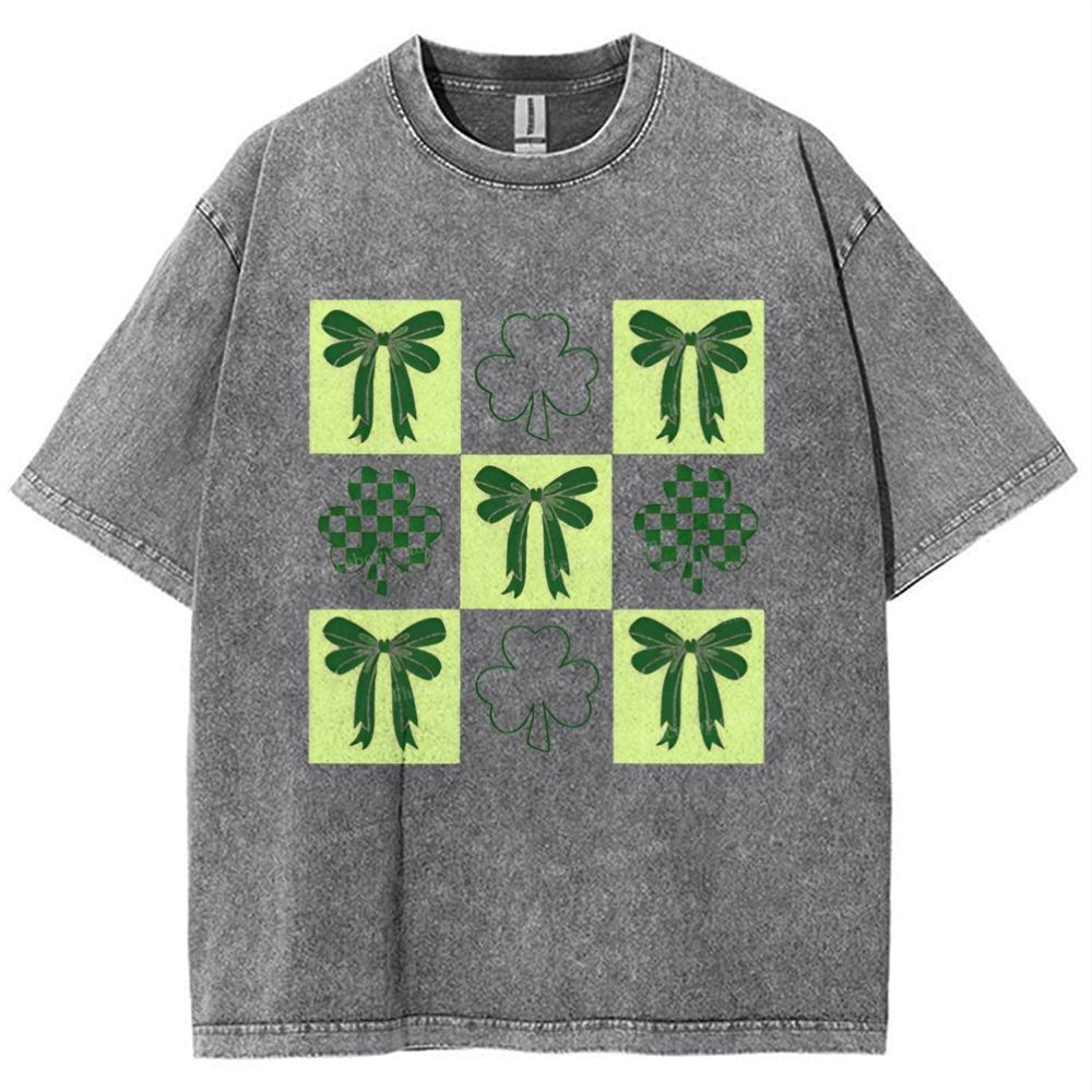 Shamrock Bow Snowflake Vintage Washed T-Shirt
