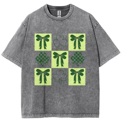 Shamrock Bow Snowflake Vintage Washed T-Shirt