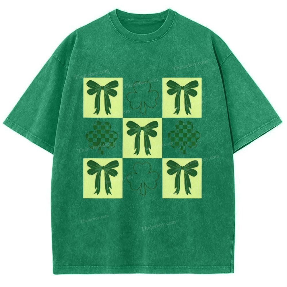 Shamrock Bow Snowflake Vintage Washed T-Shirt