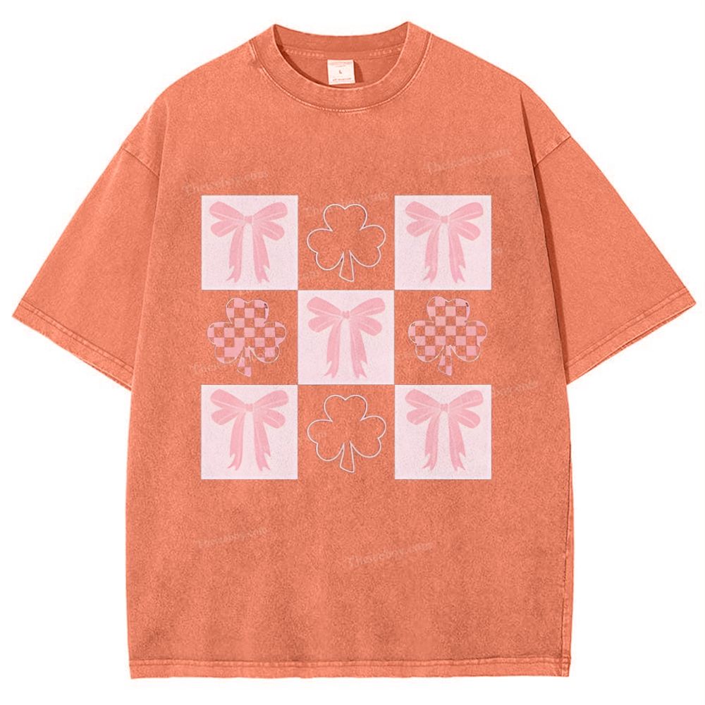 Shamrock Bow Snowflake Vintage Washed T-Shirt
