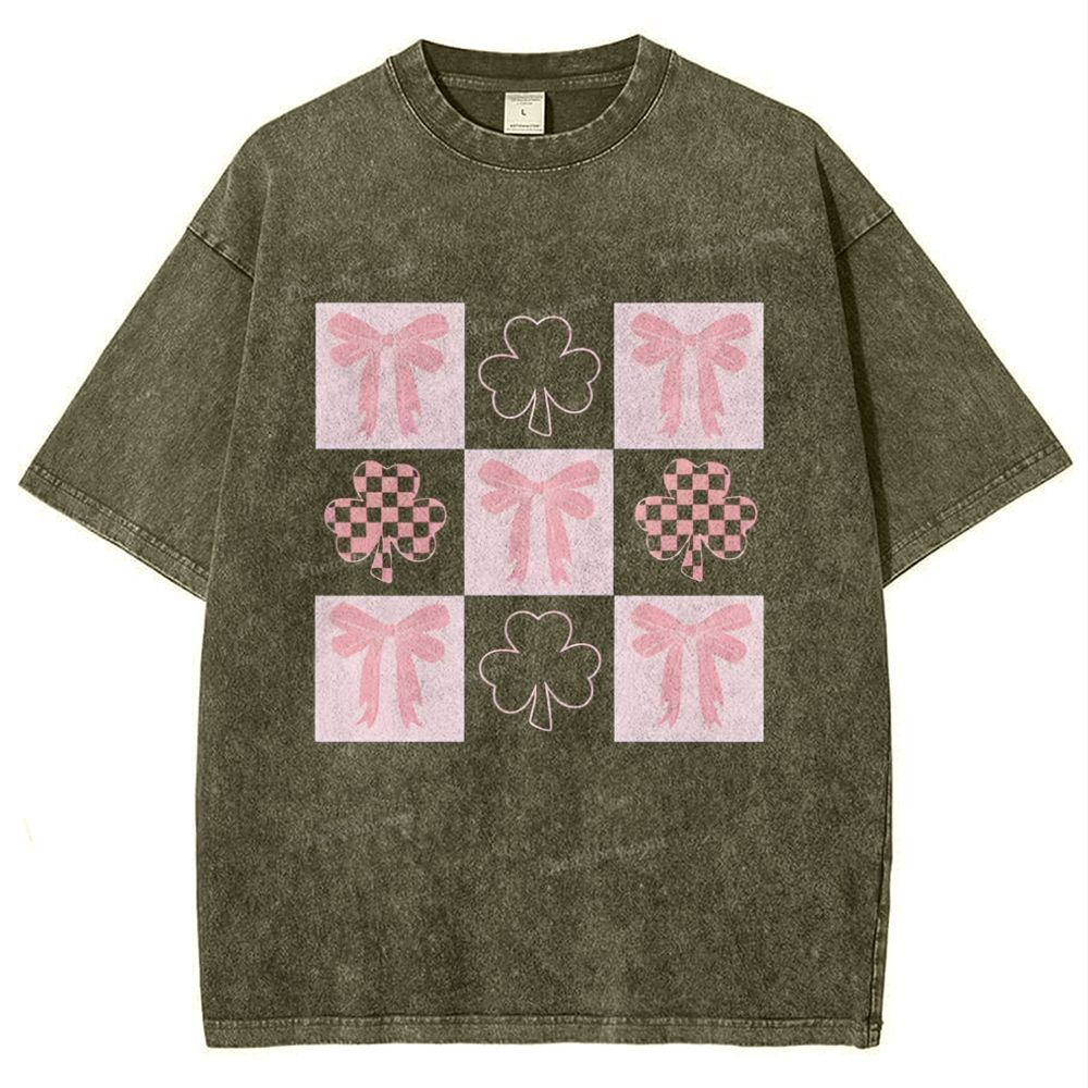 Shamrock Bow Snowflake Vintage Washed T-Shirt