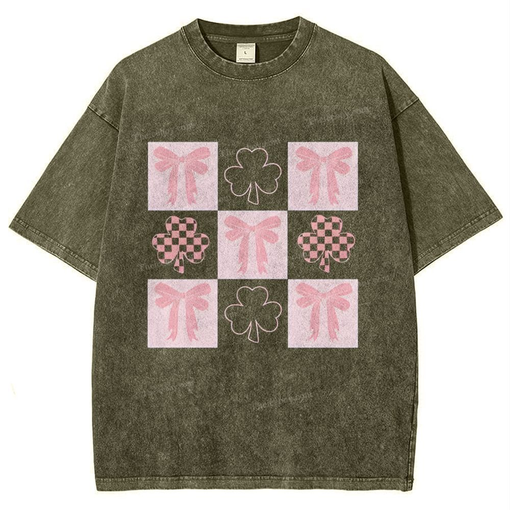 Shamrock Bow Snowflake Vintage Washed T-Shirt