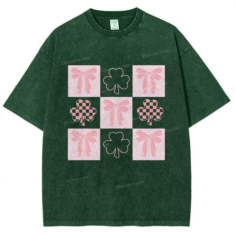 Shamrock Bow Snowflake Vintage Washed T-Shirt