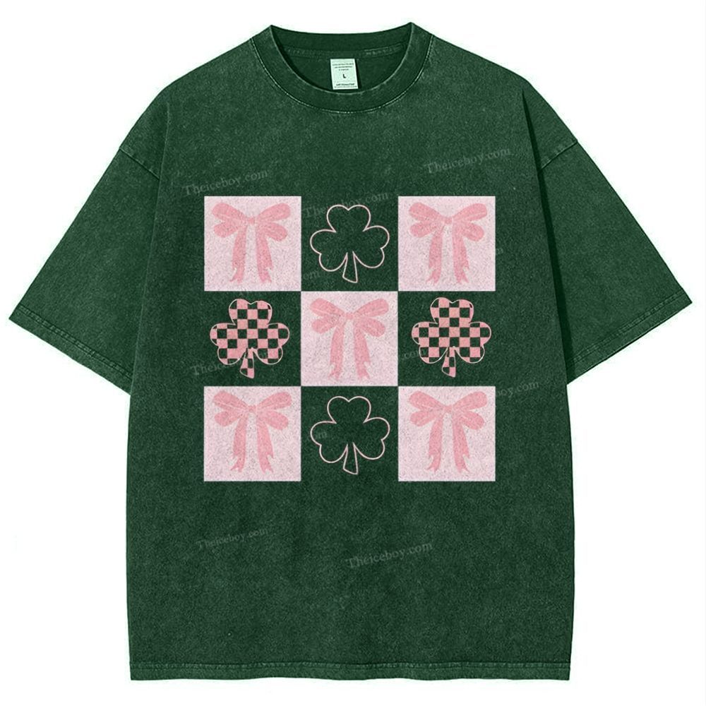 Shamrock Bow Snowflake Vintage Washed T-Shirt