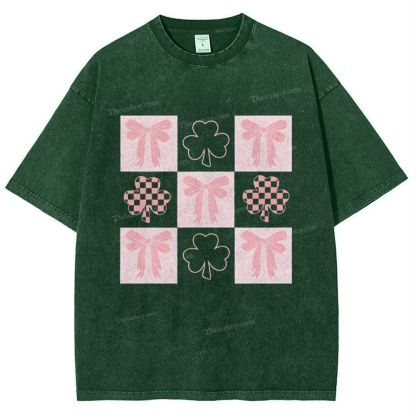 Shamrock Bow Snowflake Vintage Washed T-Shirt