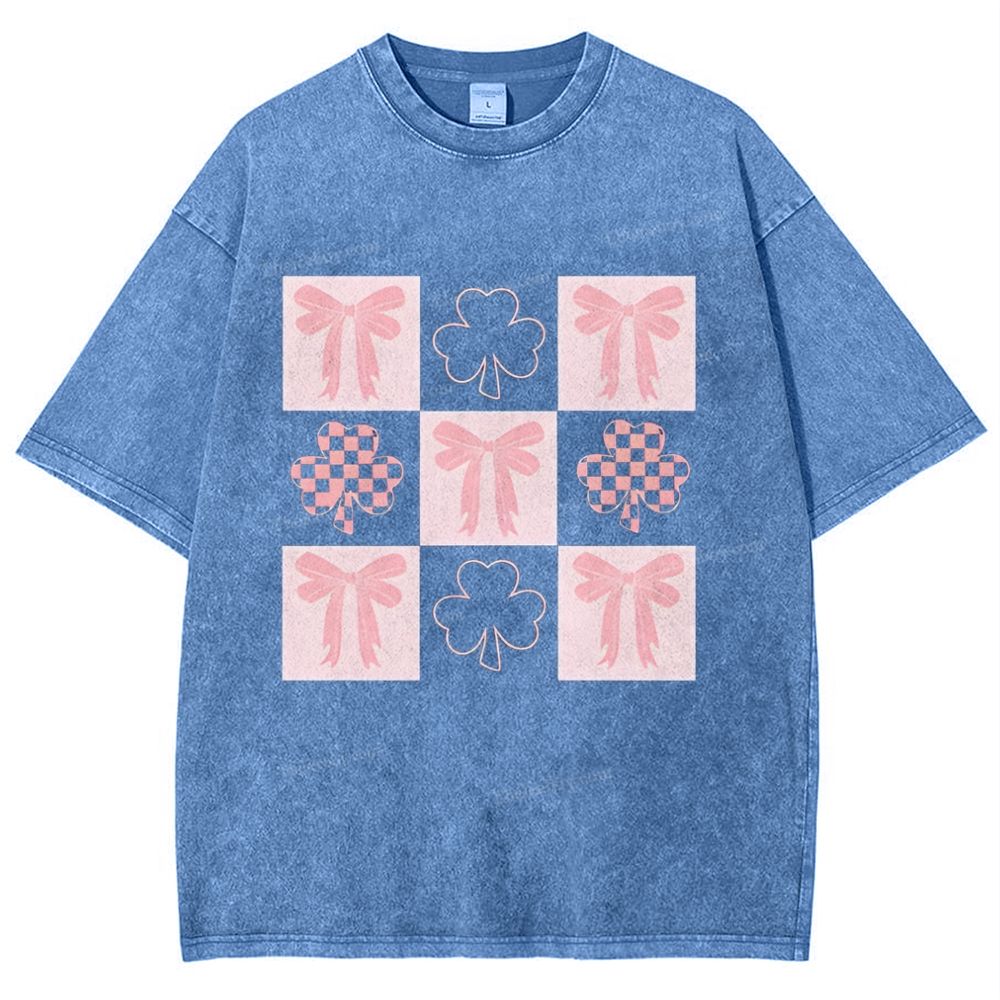 Shamrock Bow Snowflake Vintage Washed T-Shirt
