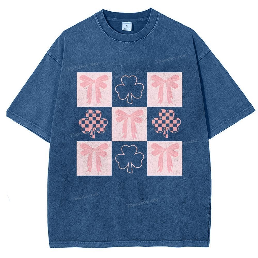 Shamrock Bow Snowflake Vintage Washed T-Shirt