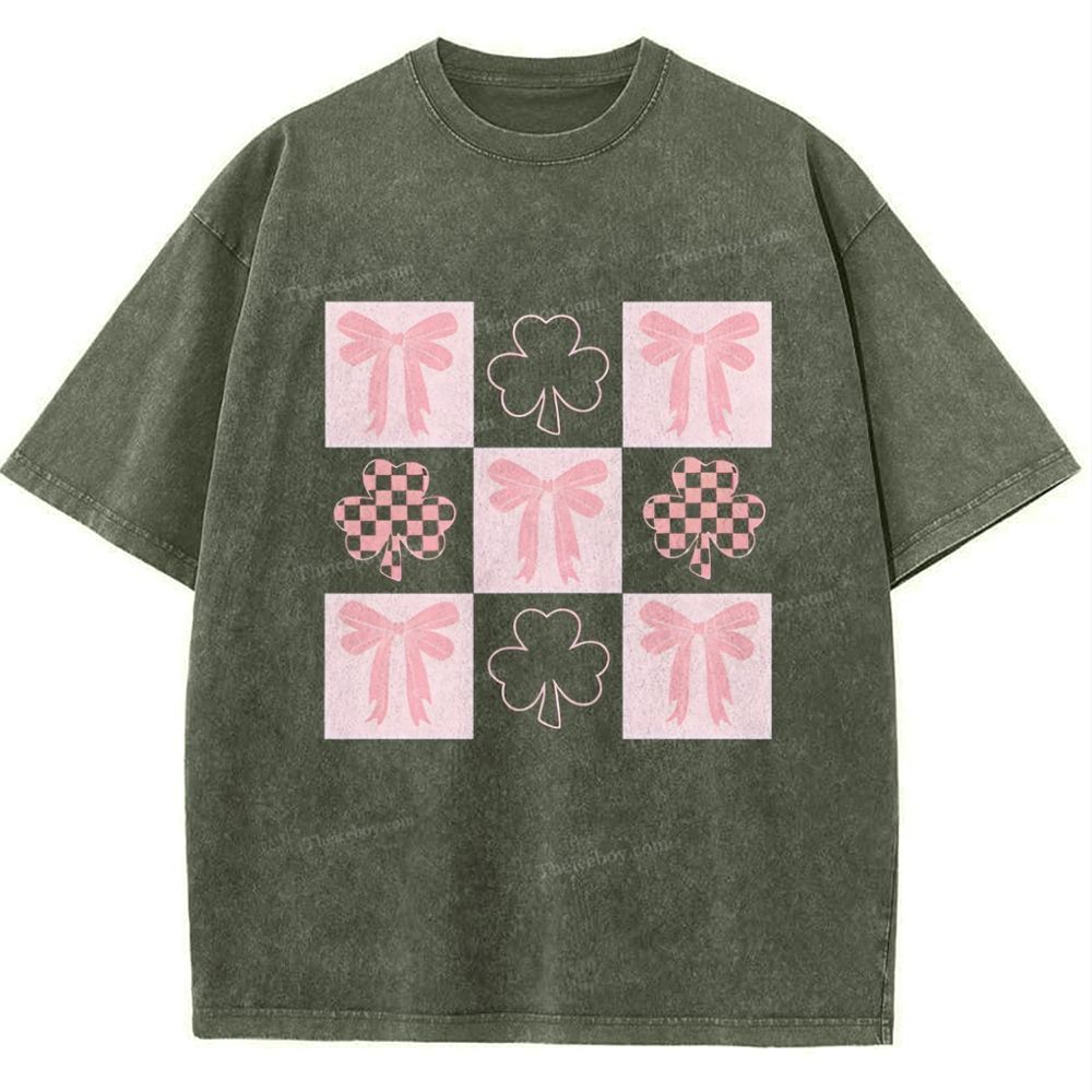 Shamrock Bow Snowflake Vintage Washed T-Shirt