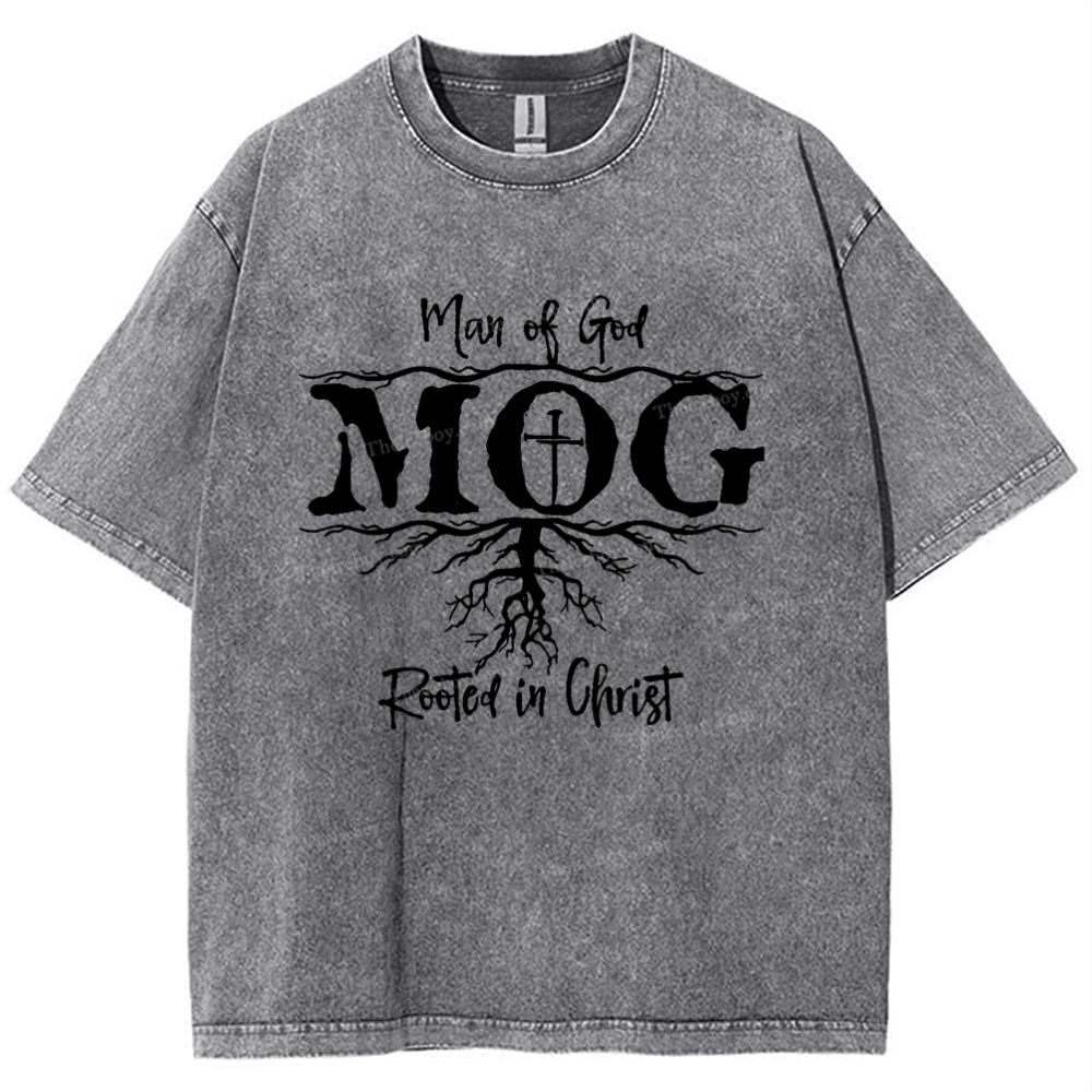 Man Of God Mog Rooted In Christ Snowflake Vintage Washed T-Shirt