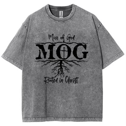 Man Of God Mog Rooted In Christ Snowflake Vintage Washed T-Shirt