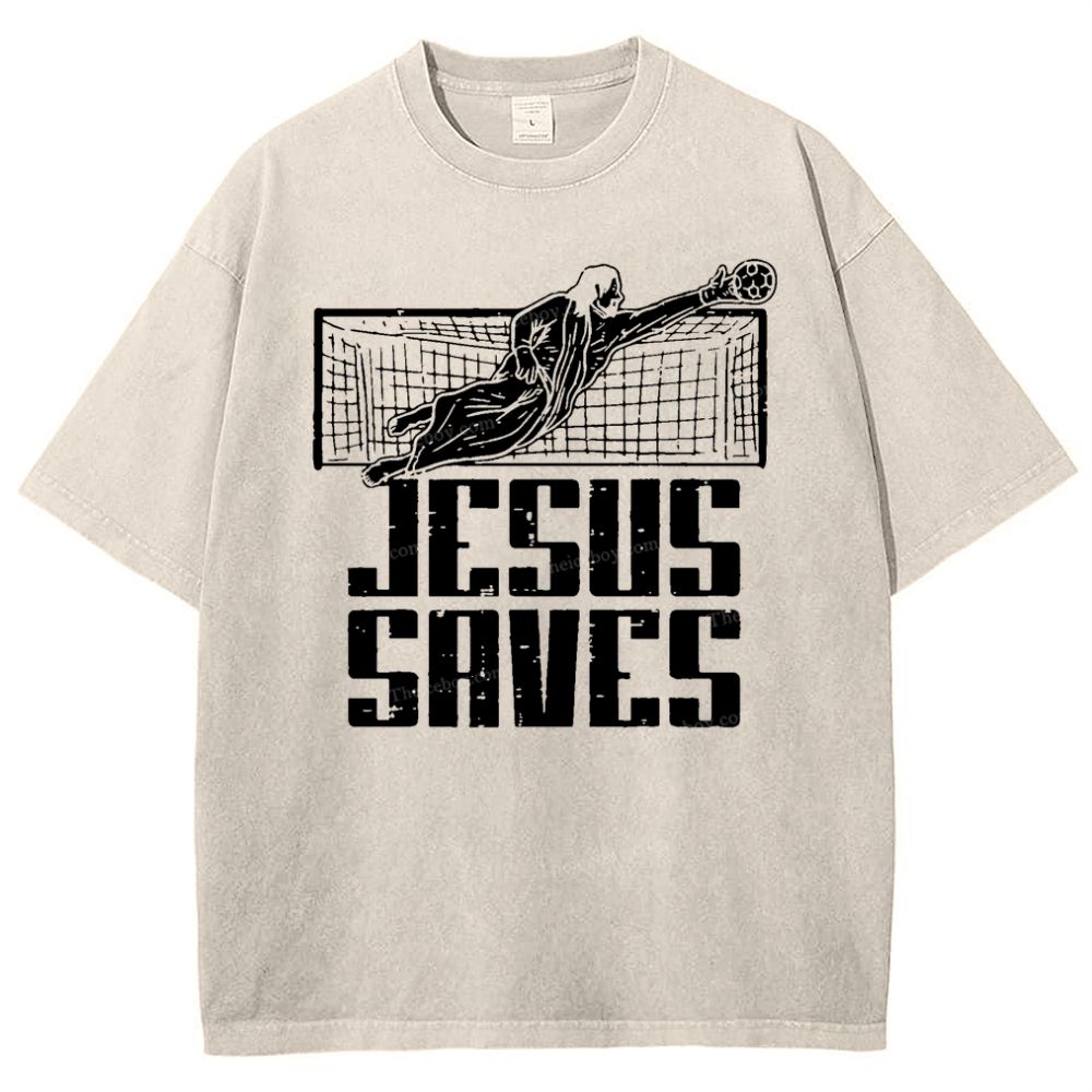 Jesus Saves Snowflake Vintage Washed T-Shirt