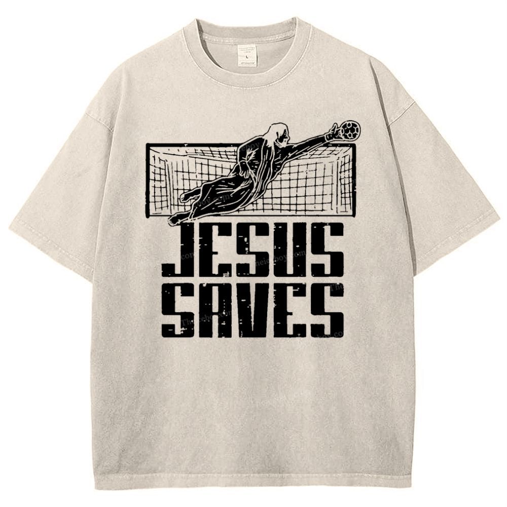 Jesus Saves Snowflake Vintage Washed T-Shirt