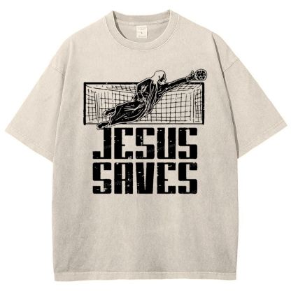 Jesus Saves Snowflake Vintage Washed T-Shirt