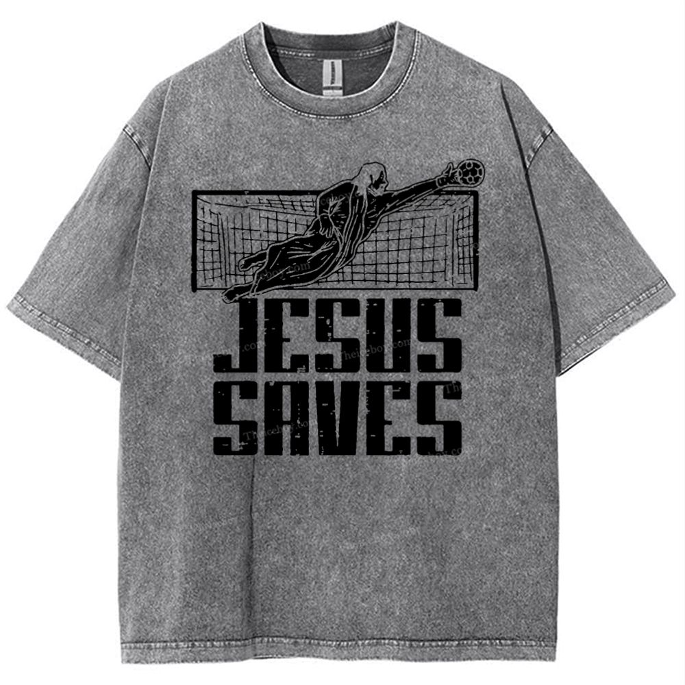 Jesus Saves Snowflake Vintage Washed T-Shirt