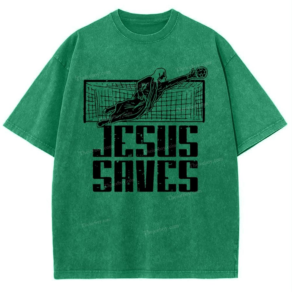 Jesus Saves Snowflake Vintage Washed T-Shirt