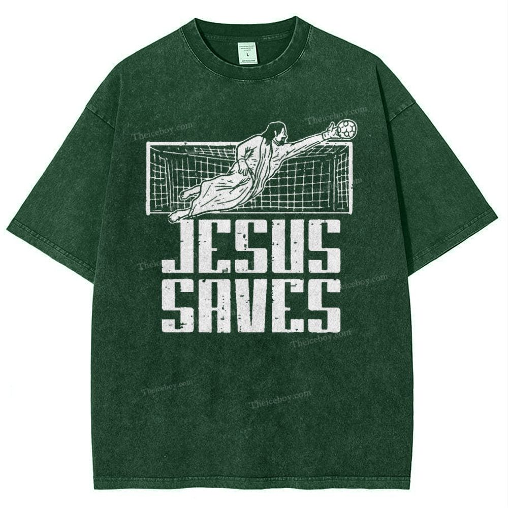 Jesus Saves Snowflake Vintage Washed T-Shirt