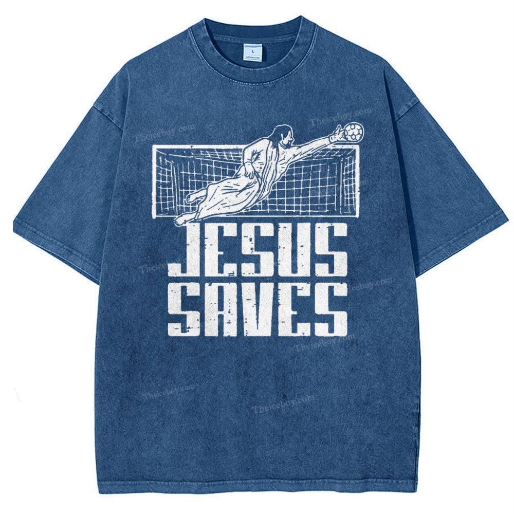 Jesus Saves Snowflake Vintage Washed T-Shirt