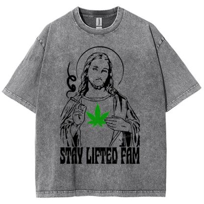 Stay Lifted Fam Snowflake Vintage Washed T-Shirt