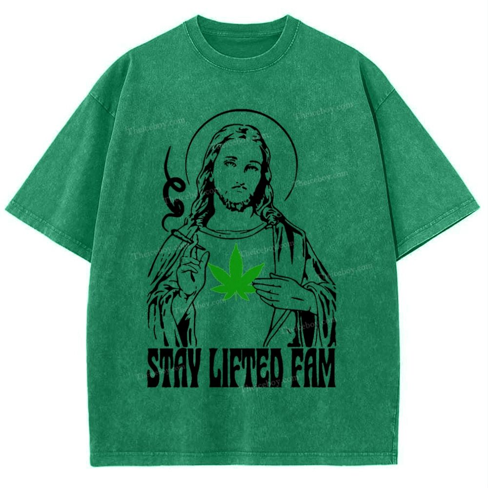 Stay Lifted Fam Snowflake Vintage Washed T-Shirt