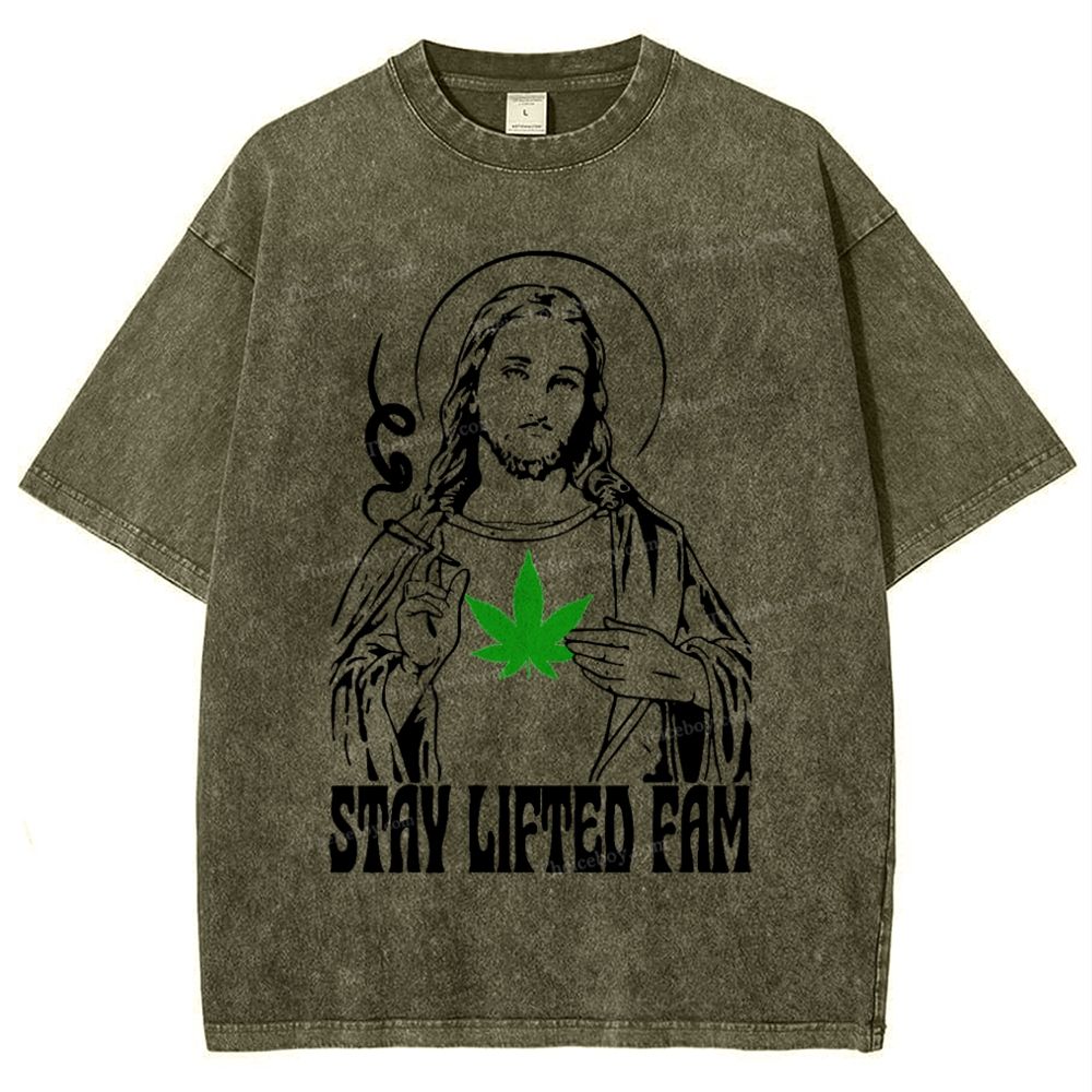 Stay Lifted Fam Snowflake Vintage Washed T-Shirt