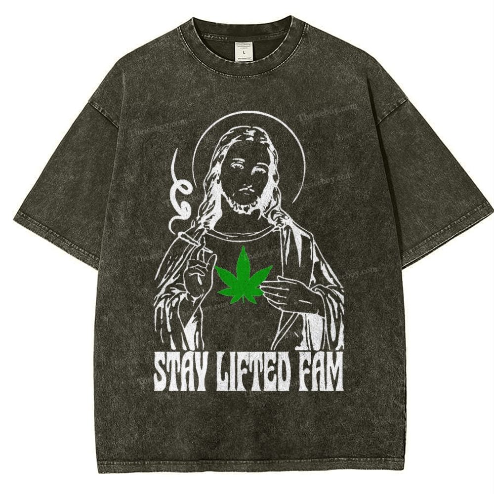 Stay Lifted Fam Snowflake Vintage Washed T-Shirt