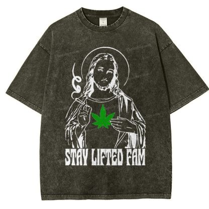Stay Lifted Fam Snowflake Vintage Washed T-Shirt