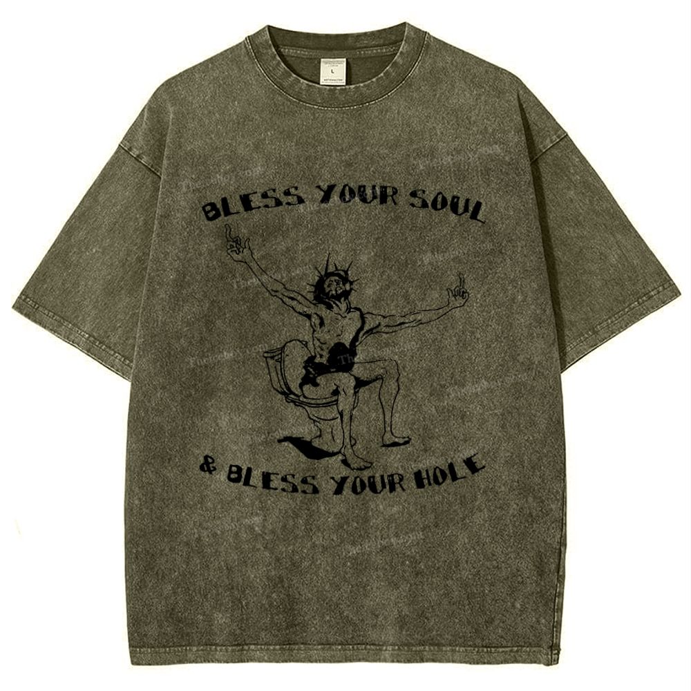 Bless Your Soul & Bless Your Hole Snowflake Vintage Washed T-Shirt