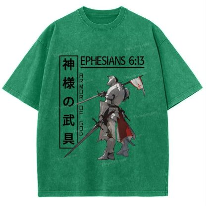 Armor Of God Anime Christian Snowflake Vintage Washed T-Shirt