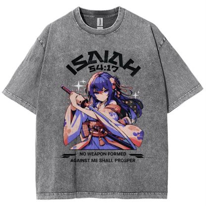 No Weapon Formed Against Me Shall Prosper Christian Snowflake Vintage Washed T-Shirt