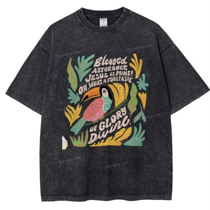 Blessed Assurance Jesus Is Mine Snowflake Vintage Washed T-Shirt