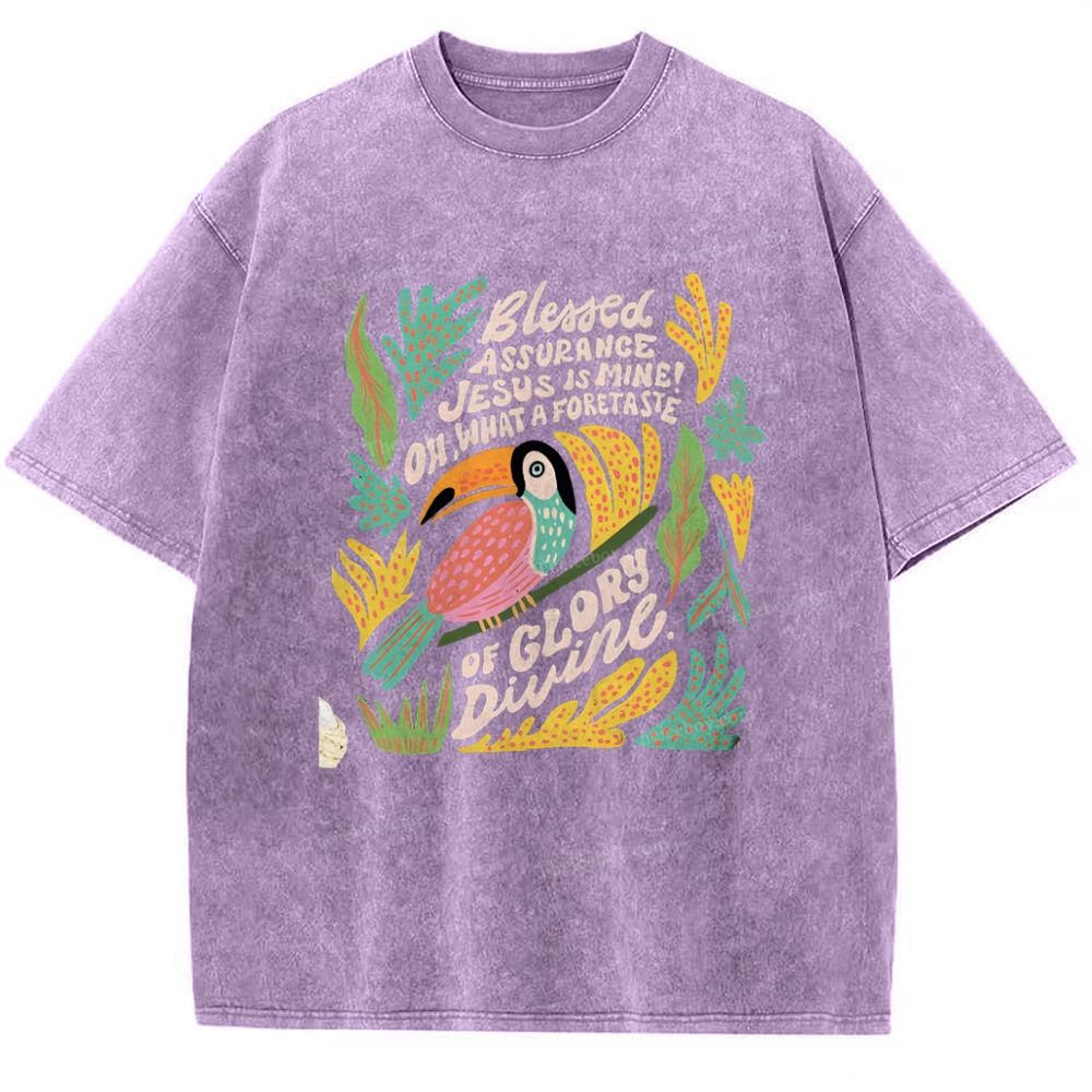 Blessed Assurance Jesus Is Mine Snowflake Vintage Washed T-Shirt