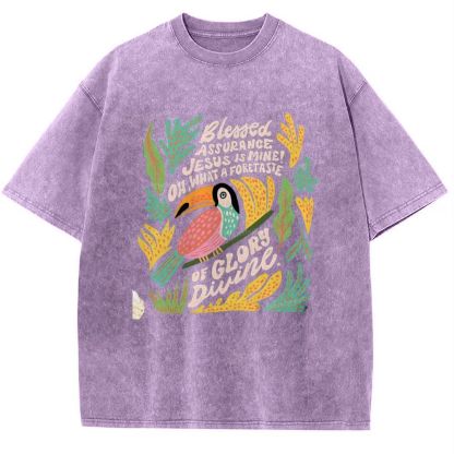 Blessed Assurance Jesus Is Mine Snowflake Vintage Washed T-Shirt