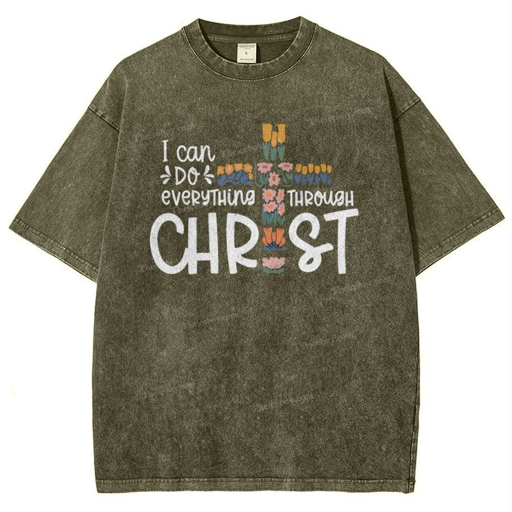 Everything Through Christ Snowflake Vintage Washed T-Shirt