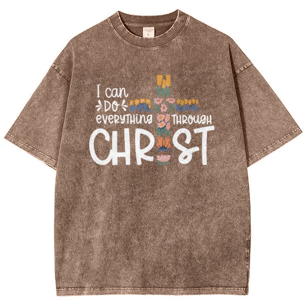 Everything Through Christ Snowflake Vintage Washed T-Shirt