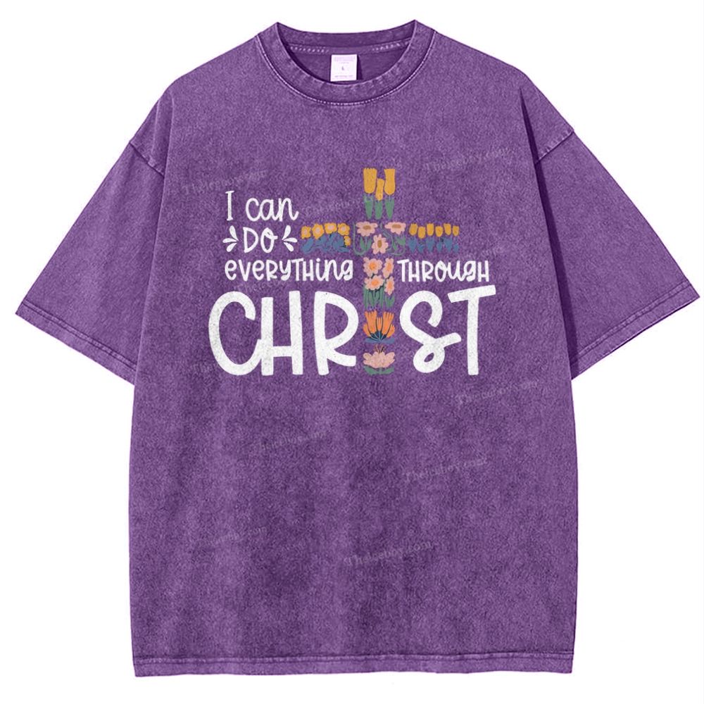 Everything Through Christ Snowflake Vintage Washed T-Shirt