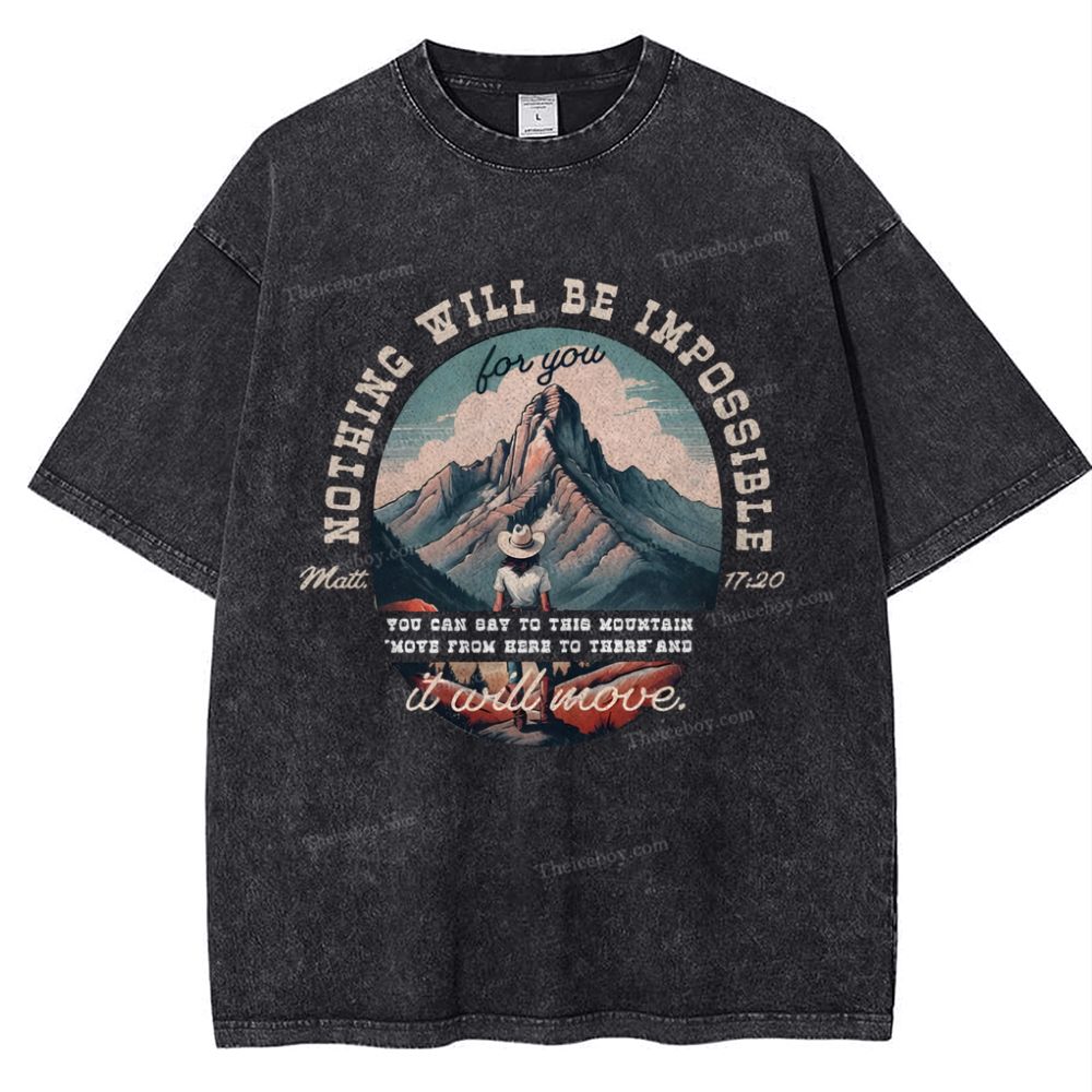 Nothing Will Be Impossible With God Snowflake Vintage Washed T-Shirt