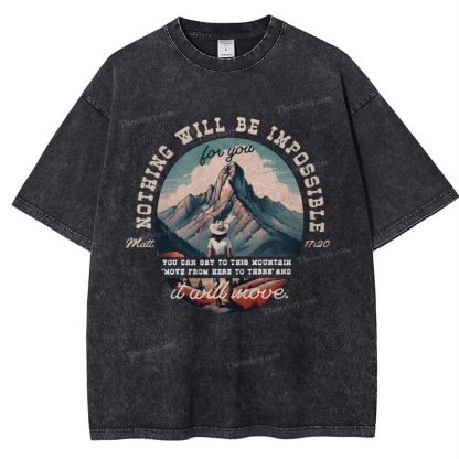 Nothing Will Be Impossible With God Snowflake Vintage Washed T-Shirt