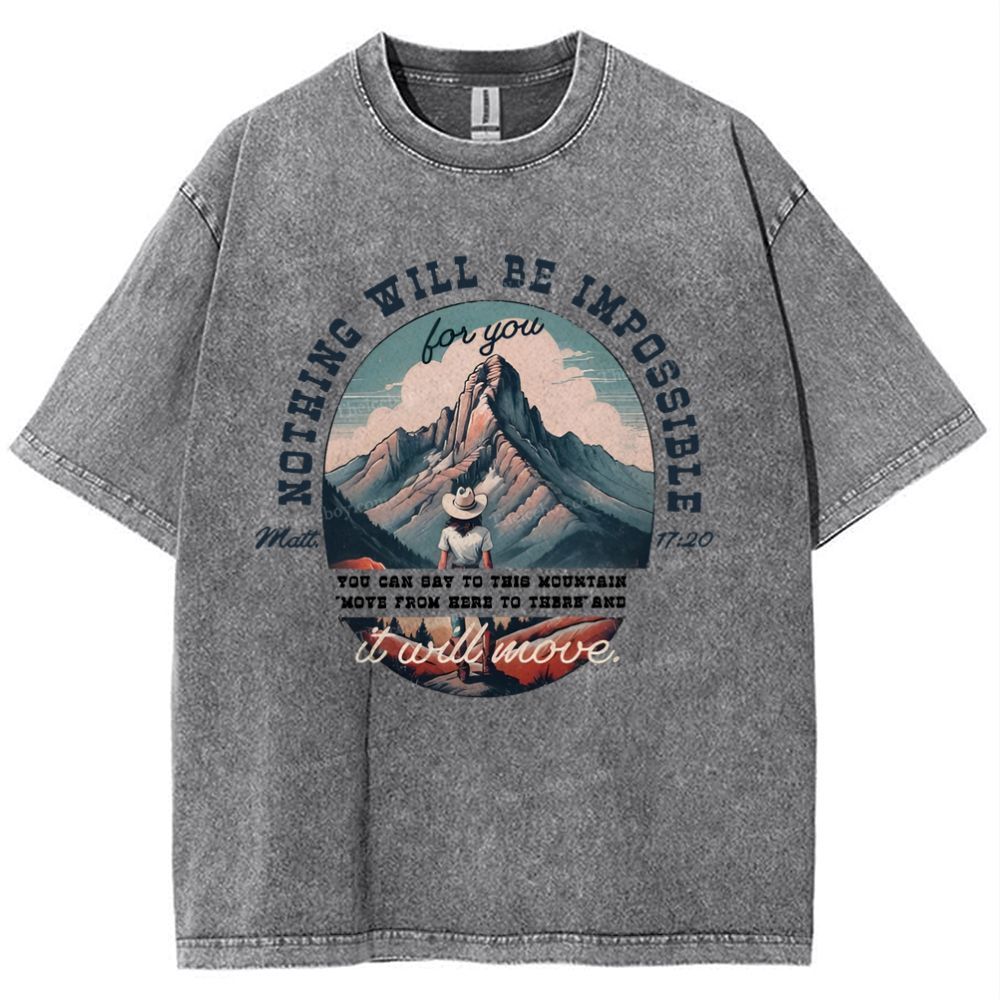 Nothing Will Be Impossible With God Snowflake Vintage Washed T-Shirt