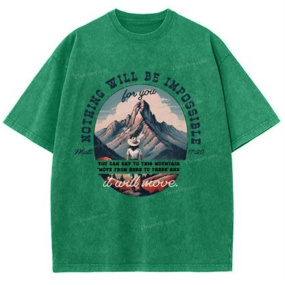 Nothing Will Be Impossible With God Snowflake Vintage Washed T-Shirt