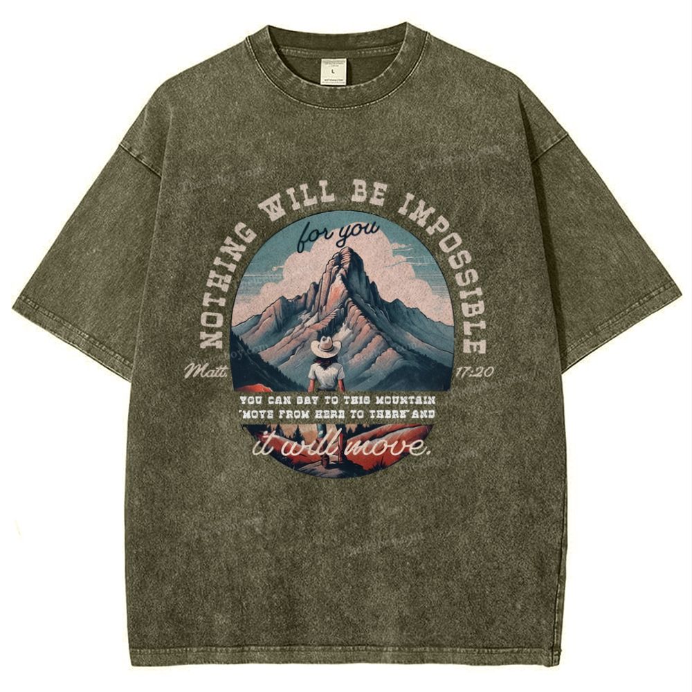 Nothing Will Be Impossible With God Snowflake Vintage Washed T-Shirt