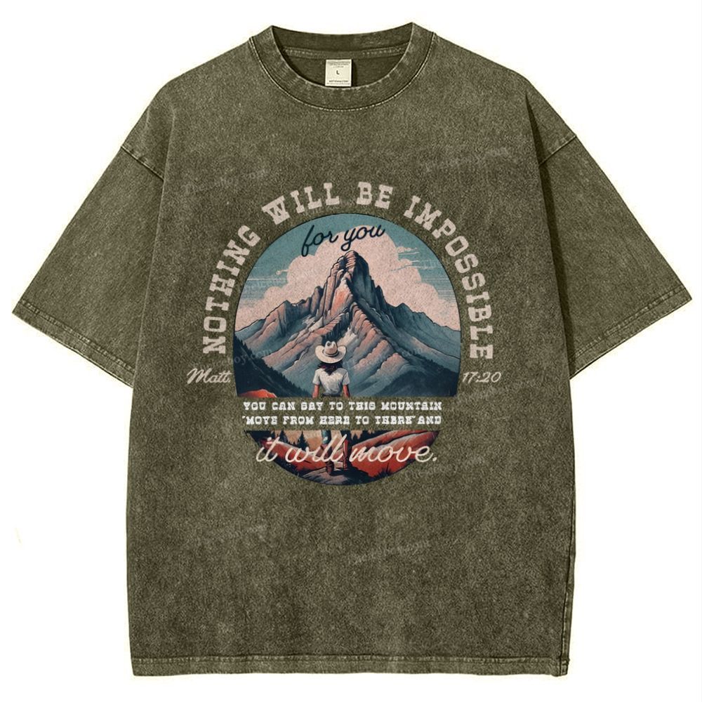 Nothing Will Be Impossible With God Snowflake Vintage Washed T-Shirt