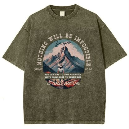 Nothing Will Be Impossible With God Snowflake Vintage Washed T-Shirt