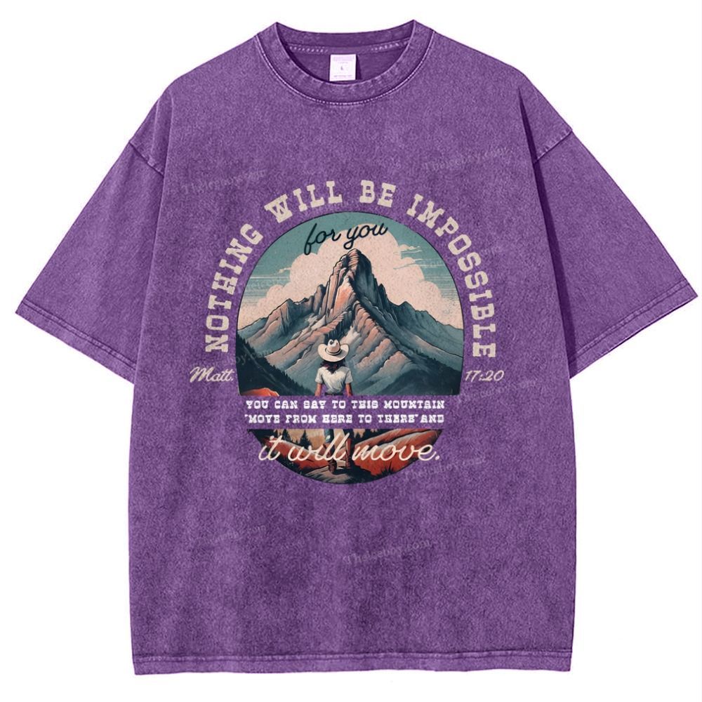 Nothing Will Be Impossible With God Snowflake Vintage Washed T-Shirt