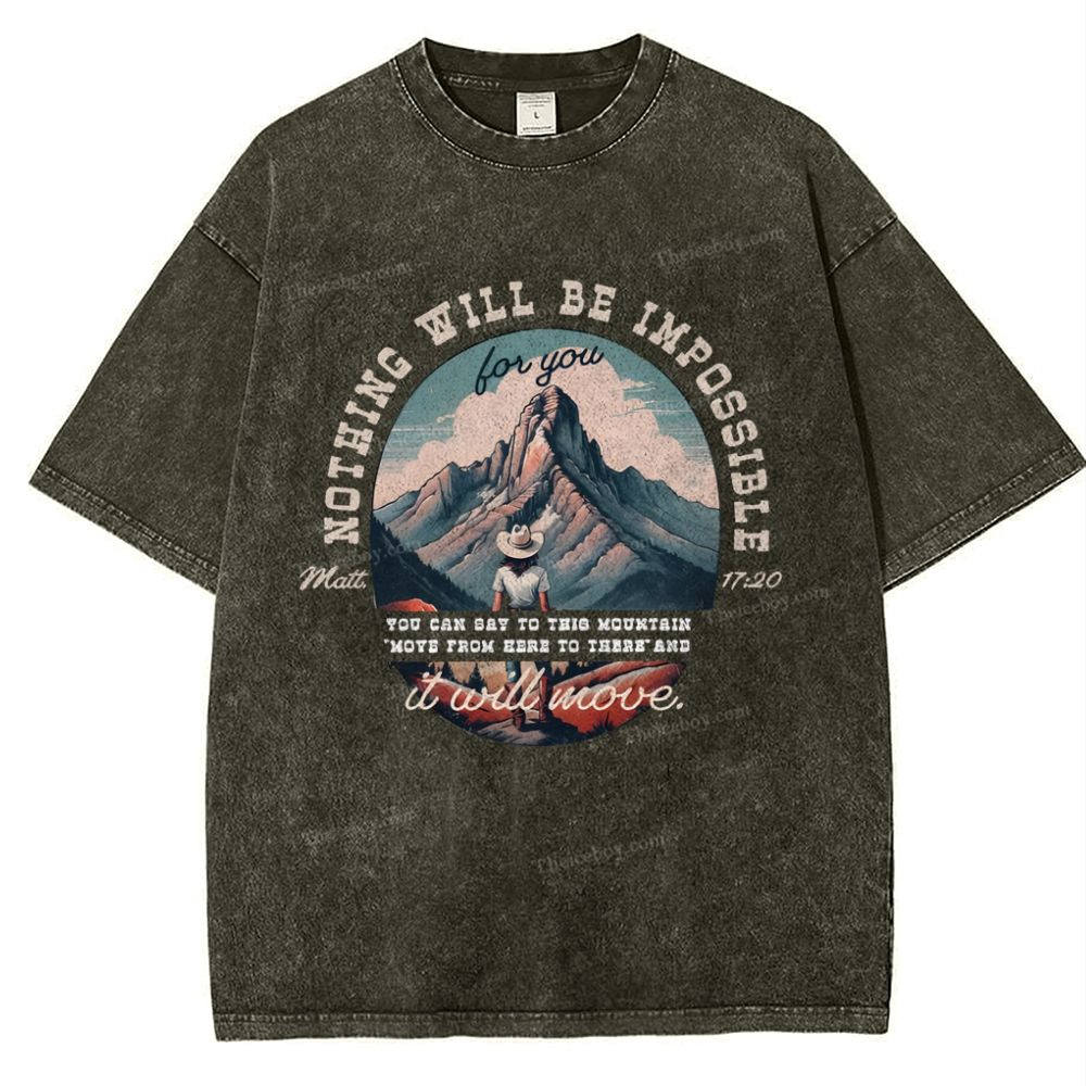 Nothing Will Be Impossible With God Snowflake Vintage Washed T-Shirt