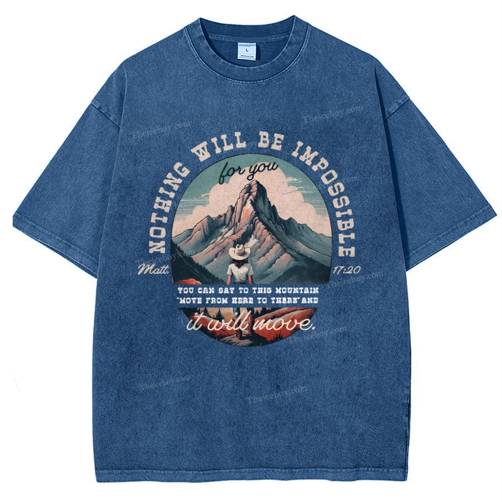 Nothing Will Be Impossible With God Snowflake Vintage Washed T-Shirt
