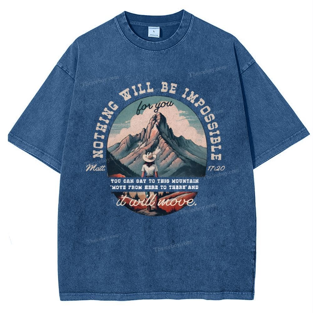 Nothing Will Be Impossible With God Snowflake Vintage Washed T-Shirt