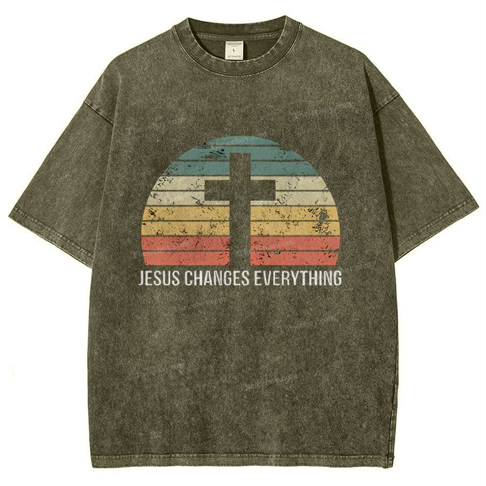 Jesus Changes Everything Snowflake Vintage Washed T-Shirt