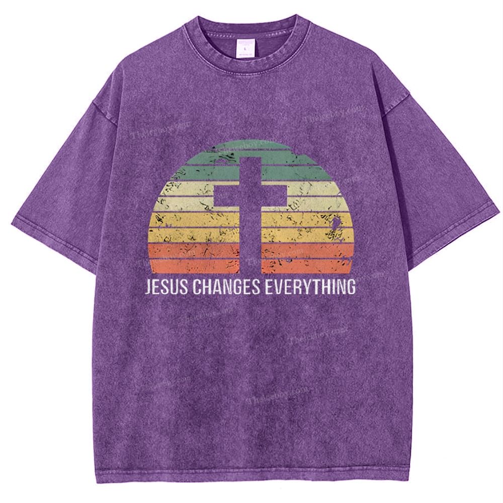 Jesus Changes Everything Snowflake Vintage Washed T-Shirt