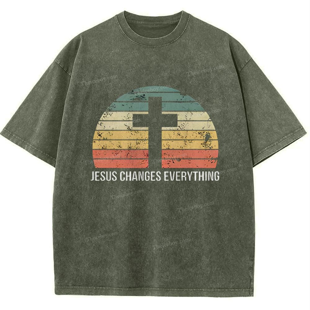 Jesus Changes Everything Snowflake Vintage Washed T-Shirt